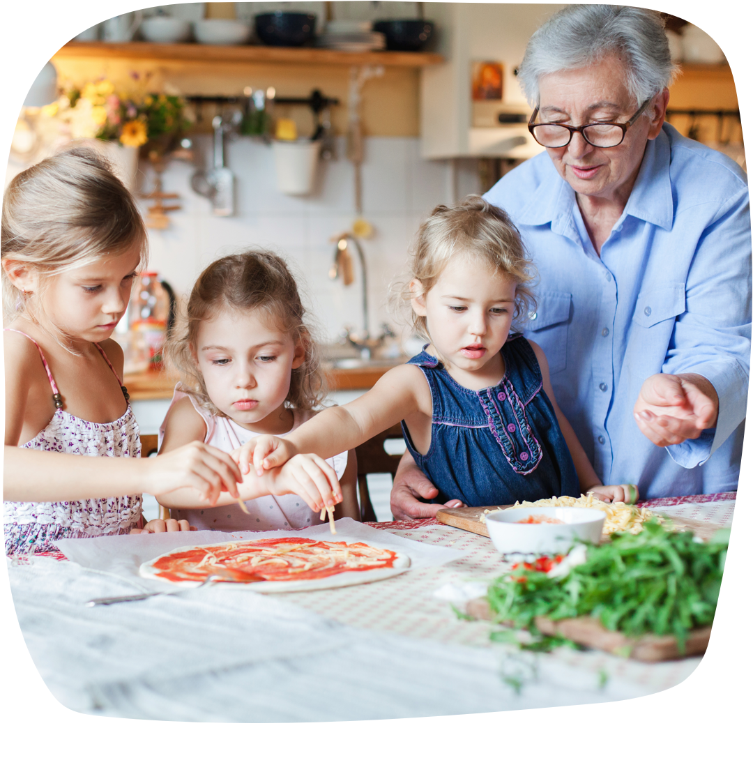 Image of kids and a grandmother